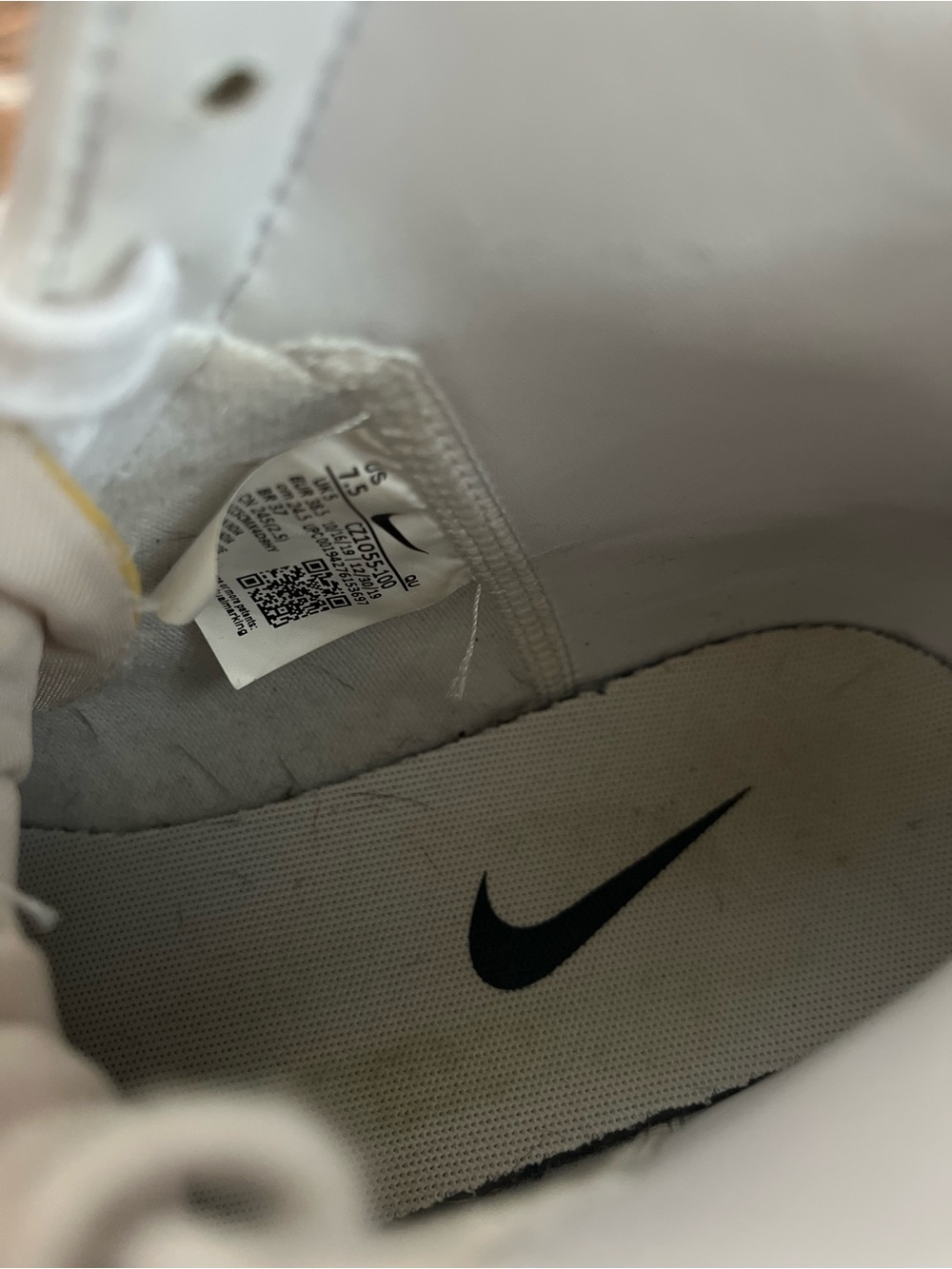 Nike Women’s White High-Top Sneakers with Black Swoosh and Gray Suede - Picture 3 of 5